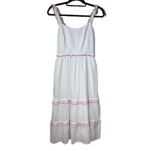 J.Crew Factory Womens 2 Midi Dress White Orange Red Easter Romantic NWT